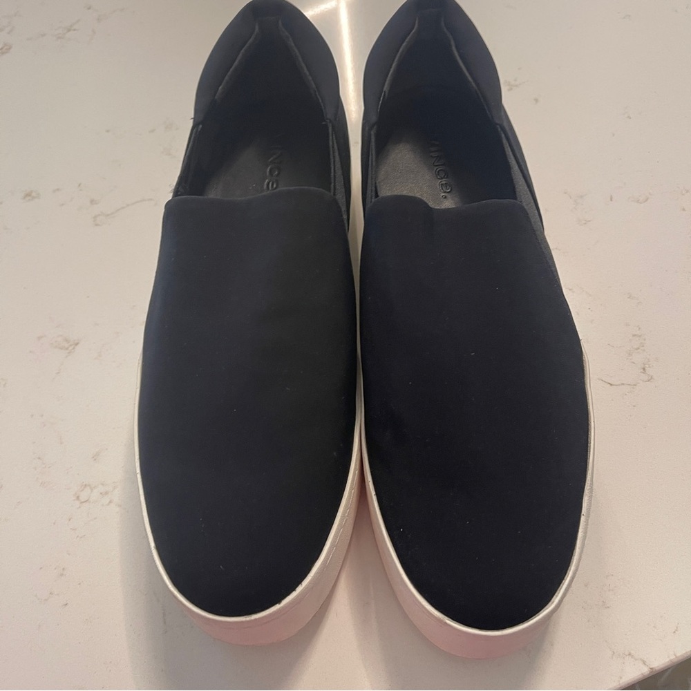 Vince Black Slip-On Sneakers with White Sole